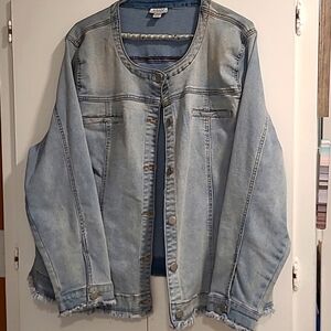 Size 22/24 Cute Distressed Light Blue Jean Jacket by Avenue